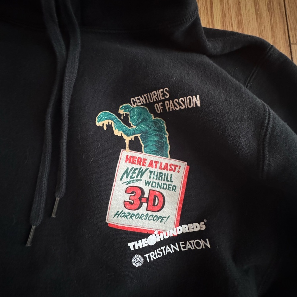 The Hundreds Black Hoodie with Multicolor 3-D Horror Graphic